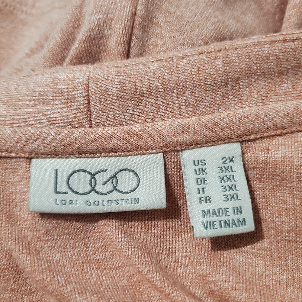 LOGO Lori Goldstein Sweater Knit Cardigan Embroidered Lace Hem Size 2X Pockets - Picture 8 of 12
